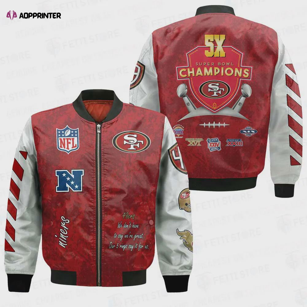 San Francisco 49ers 5X Champions Design Bomber Jacket V1 San Francisco 49ers 5X Champions Design Bomber Jacket V1