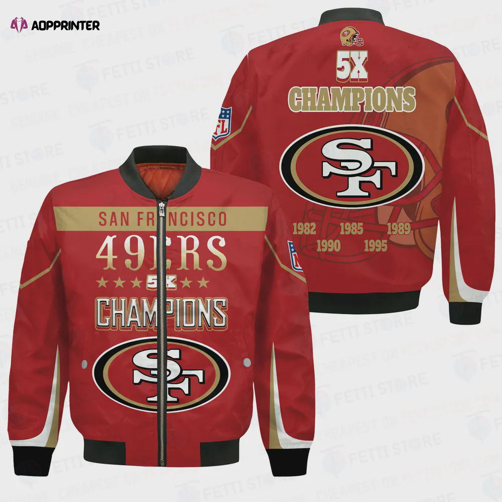 San Francisco 49ers 5X Super Bowl Champions Unisex Bomber Jacket San Francisco 49ers 5X Super Bowl Champions Unisex Bomber Jacket