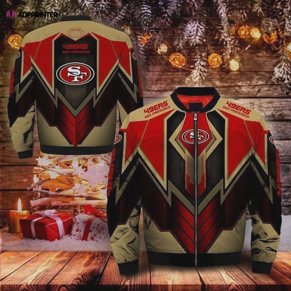 San Francisco 49ers Logo 3D Pattern Bomber Jacket San Francisco 49ers Logo 3D Pattern Bomber Jacket