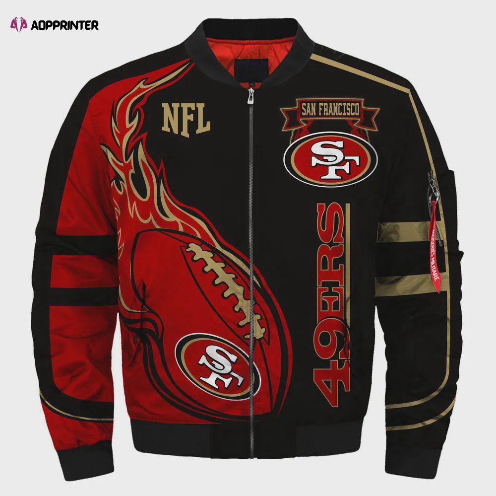 San Francisco 49ers Logo Pattern Bomber Jacket – Red And Black San Francisco 49ers Logo Pattern Bomber Jacket – Red And Black