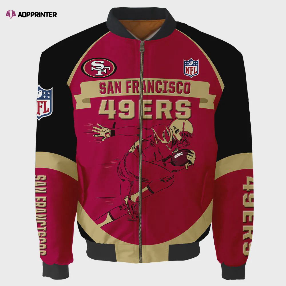 San Francisco 49ers Logo Pattern Bomber Jacket – Red San Francisco 49ers Logo Pattern Bomber Jacket – Red