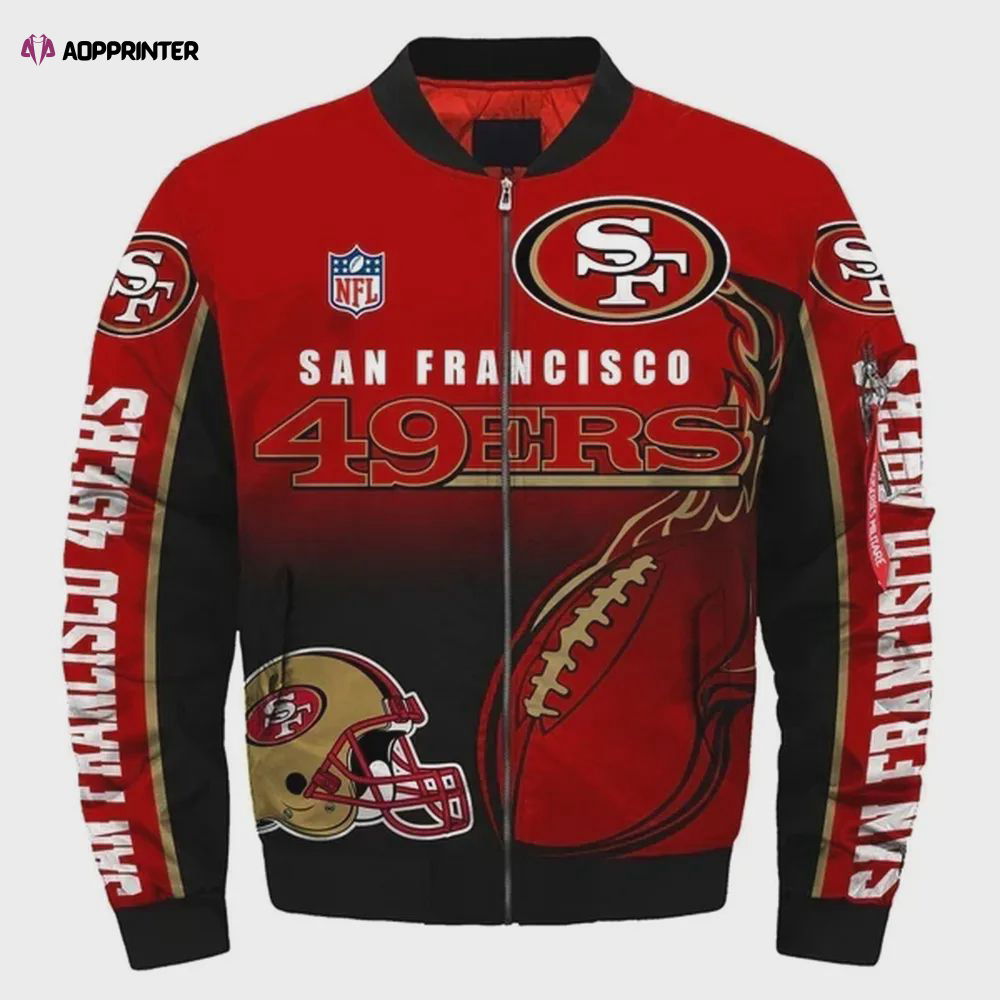 San Francisco 49ers Pattern Bomber Jacket – Red San Francisco 49ers Pattern Bomber Jacket – Red