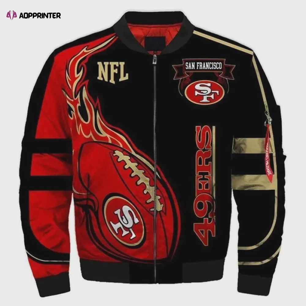 San Francisco 49ers Team Logo Bomber Jacket – Black And Red San Francisco 49ers Team Logo Bomber Jacket – Black And Red