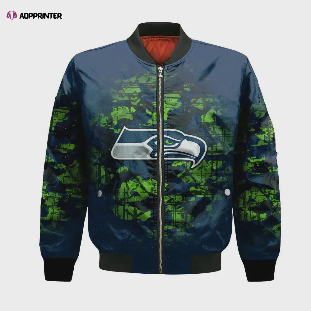 Seattle Seahawks Bomber Jacket 3D Printed Camouflage Vintage Seattle Seahawks Bomber Jacket 3D Printed Camouflage Vintage