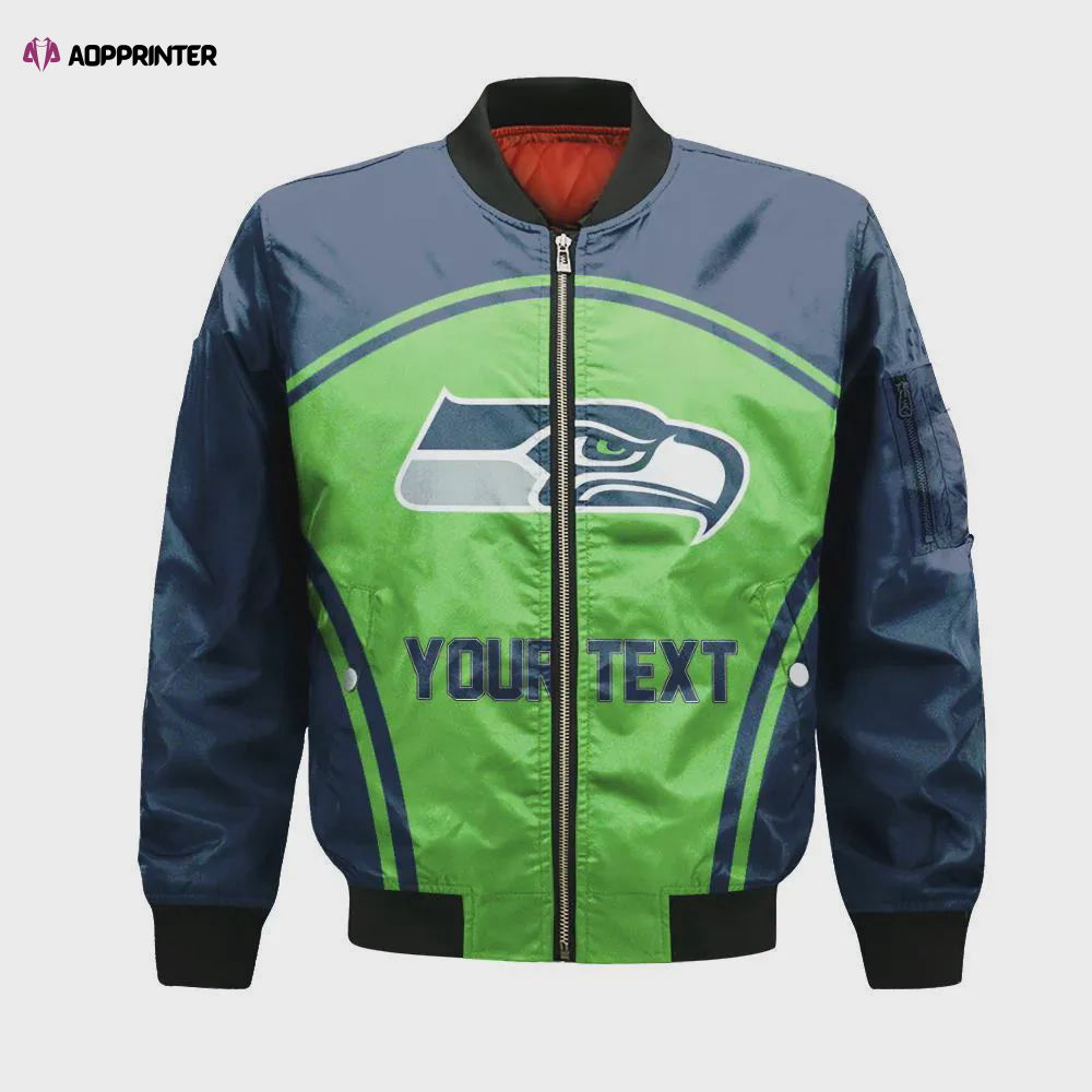 Seattle Seahawks Bomber Jacket 3D Printed Custom Text And Number Curve Style Sport Seattle Seahawks Bomber Jacket 3D Printed Custom Text And Number Curve Style Sport
