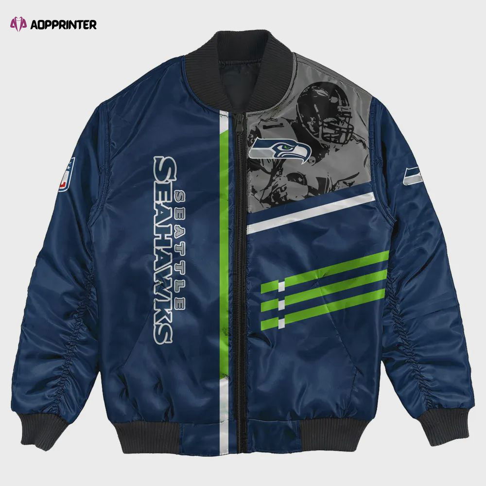 Seattle Seahawks Bomber Jacket 3D Printed Personalized Football For Fan Seattle Seahawks Bomber Jacket 3D Printed Personalized Football For Fan