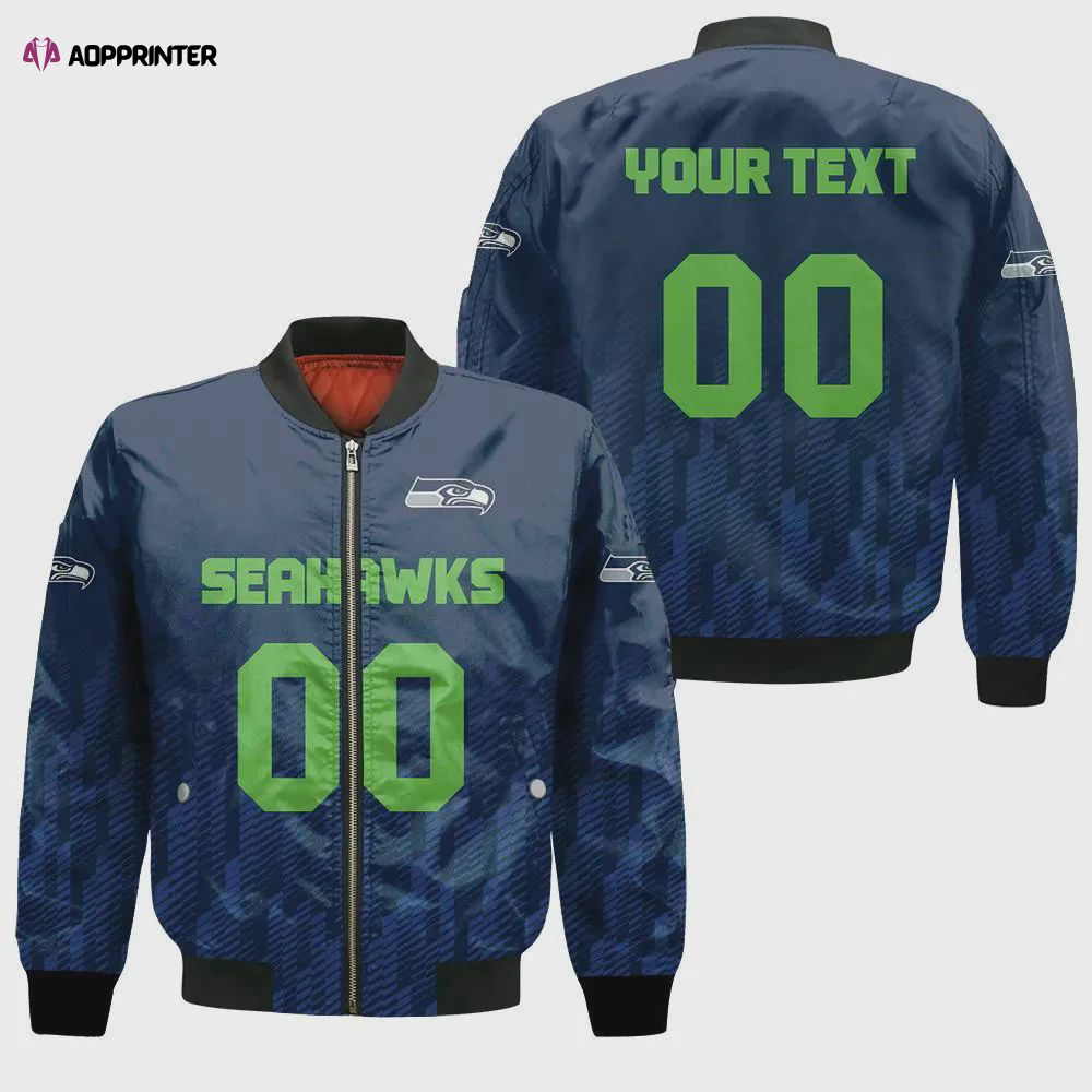 Seattle Seahawks Bomber Jacket 3D Printed Team Logo Custom Text And Number Seattle Seahawks Bomber Jacket 3D Printed Team Logo Custom Text And Number