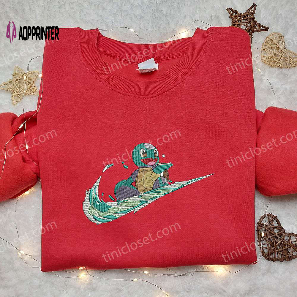Squirtle x Nike Swoosh Hoodie & Pokemon Nike Inspired Embroidered Shirts Squirtle x Nike Swoosh Hoodie & Pokemon Nike Inspired Embroidered Shirts