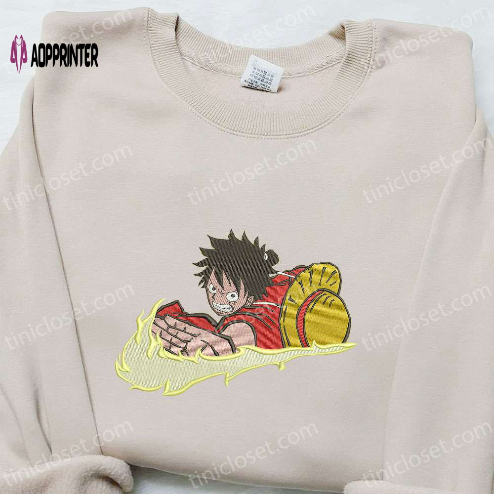 Swoosh x Monkey D Luffy Embroidered Hoodie & One Piece Shirt – Custom Embroidery Swoosh x Monkey D Luffy Embroidered Hoodie & One Piece Shirt – Custom Embroidery