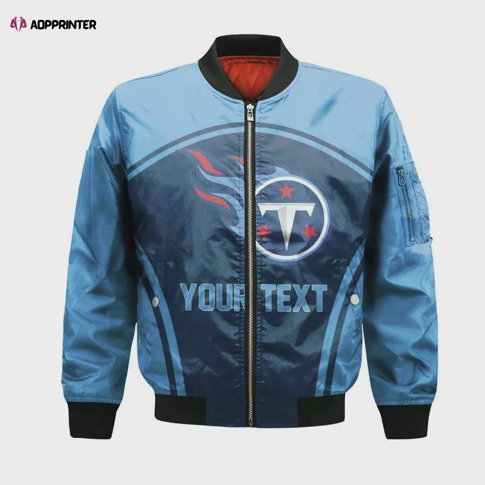 Tennessee Titans Bomber Jacket 3D Printed Custom Text And Number Curve Style Sport Tennessee Titans Bomber Jacket 3D Printed Custom Text And Number Curve Style Sport