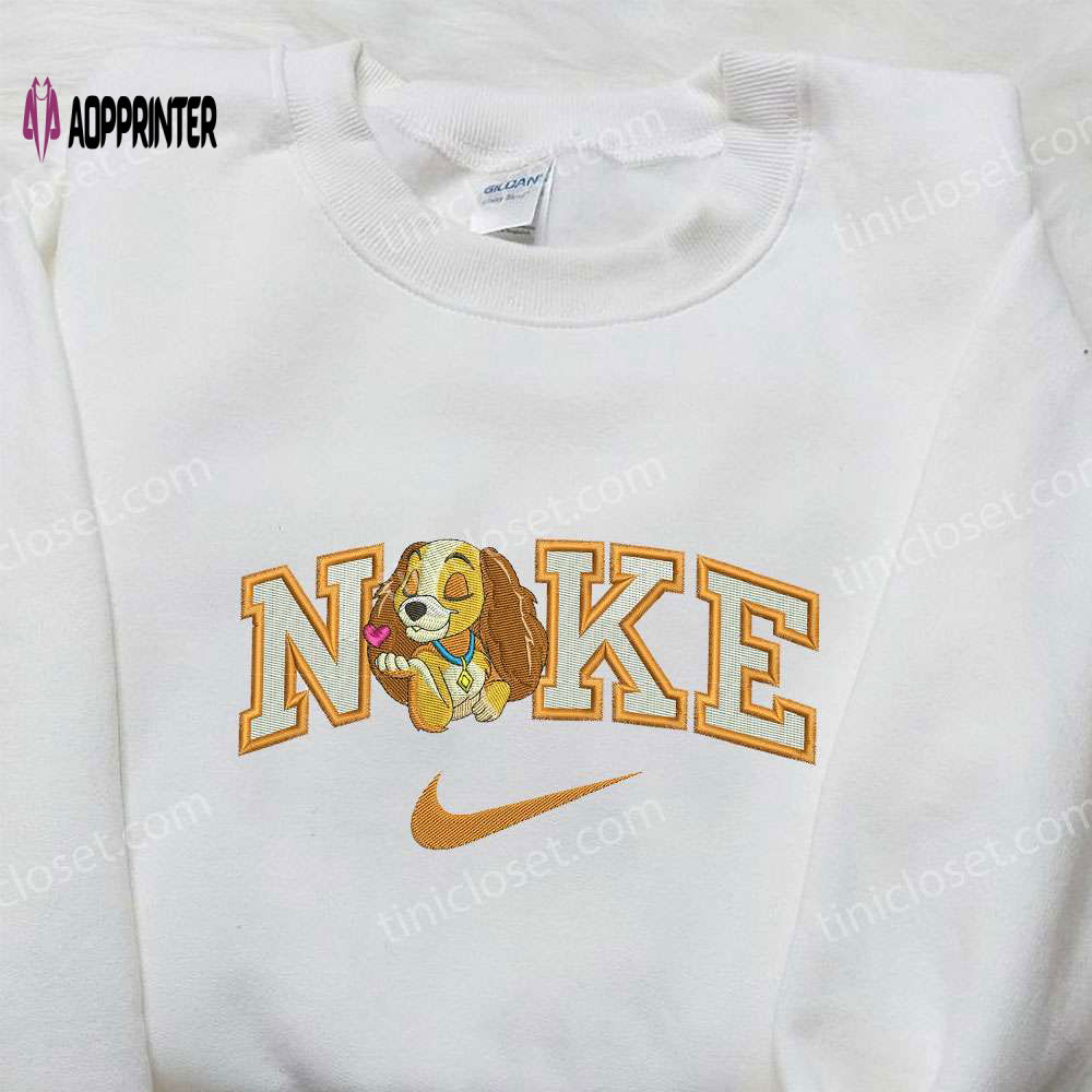 Stylish Lady x Nike Embroidered Shirt: Lady And The Tramp Design Customized Nike Shirt Stylish Lady x Nike Embroidered Shirt: Lady And The Tramp Design Customized Nike Shirt
