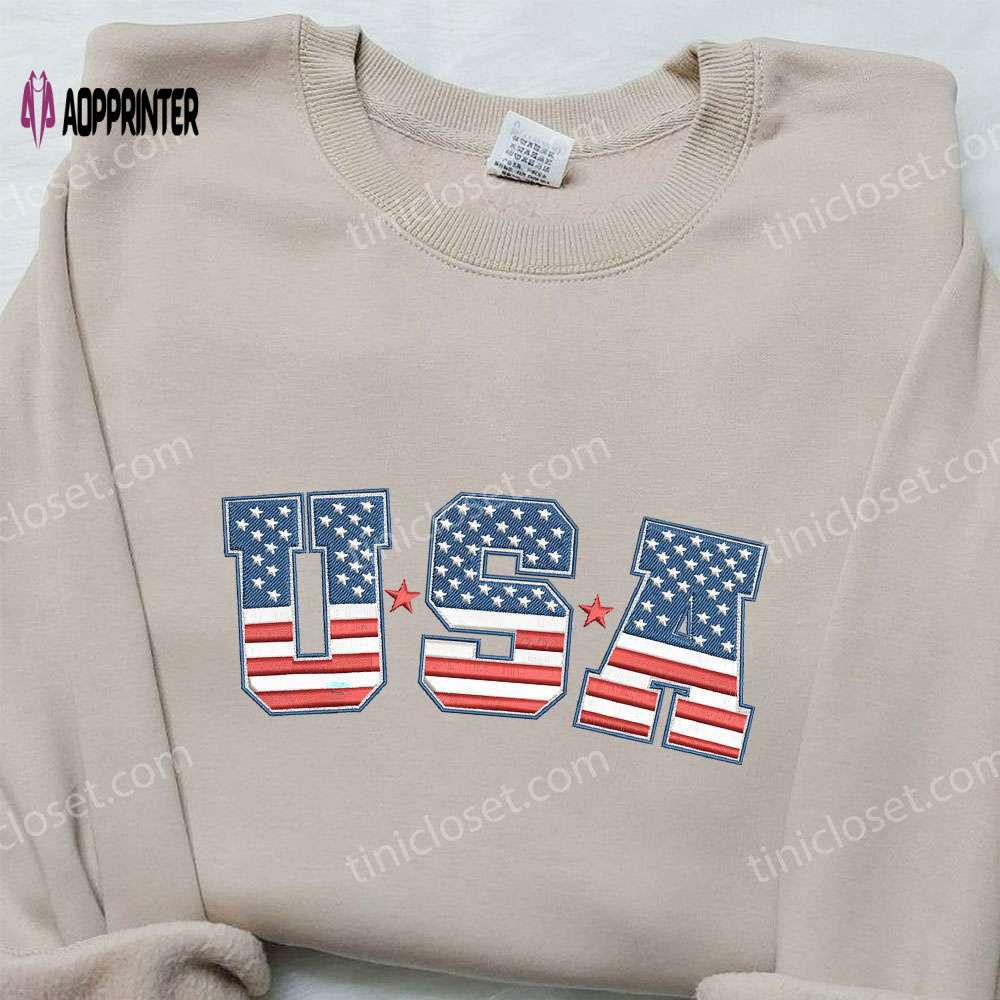USA s Day Embroidered Shirt: Perfect National Day Gift for Patriotic Celebrations USA s Day Embroidered Shirt: Perfect National Day Gift for Patriotic Celebrations